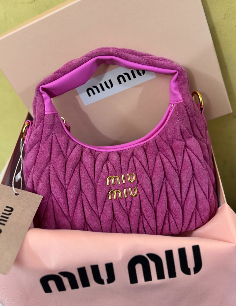 Miu Miu Wander Matlasse Purple Hobo Bag-thumb-0