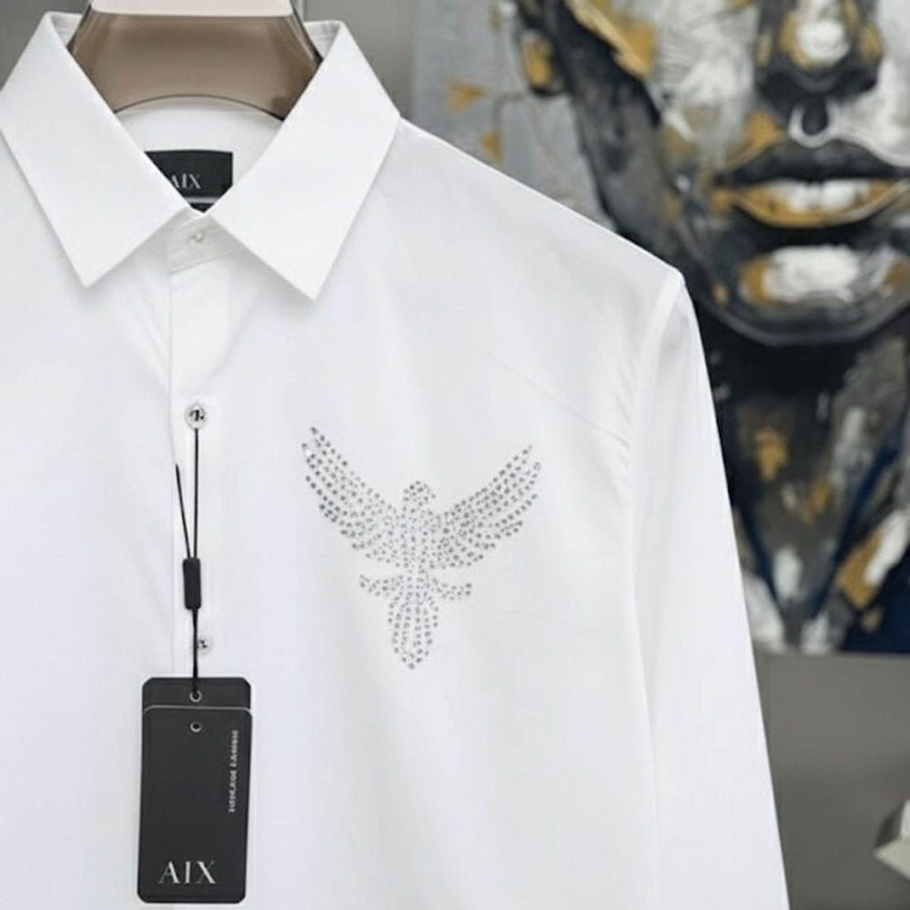 Armani Exchange Eagle Print White Cotton Shirt-1