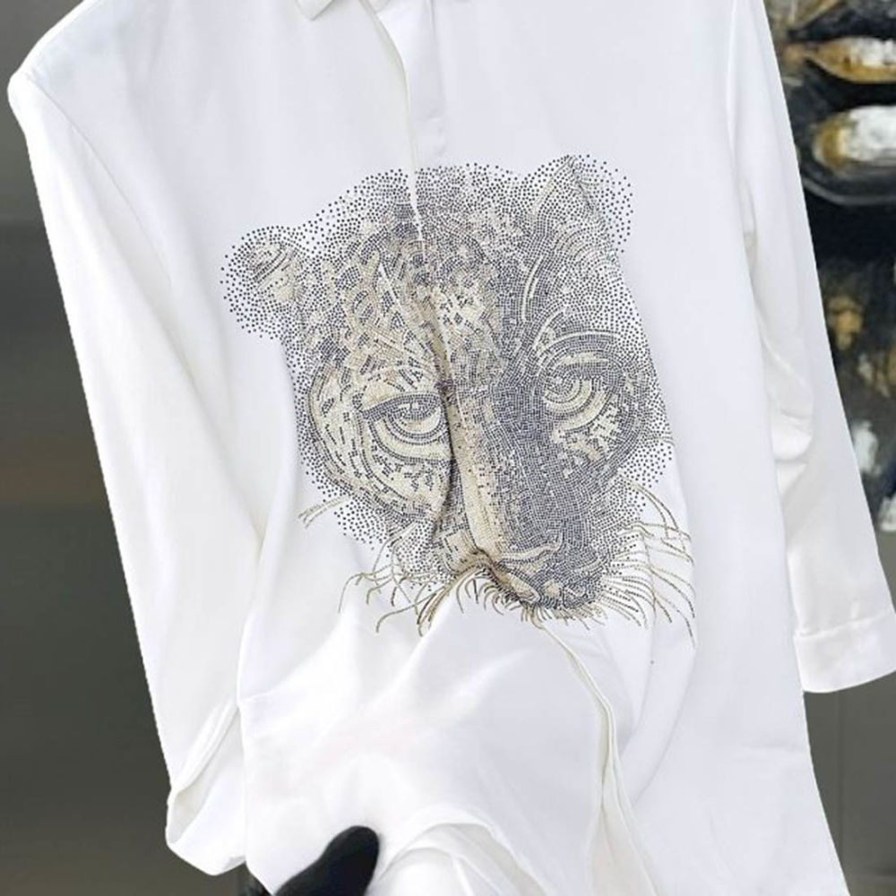 Gucci Leopard Print White Premium Quality Cotton Shirt-3