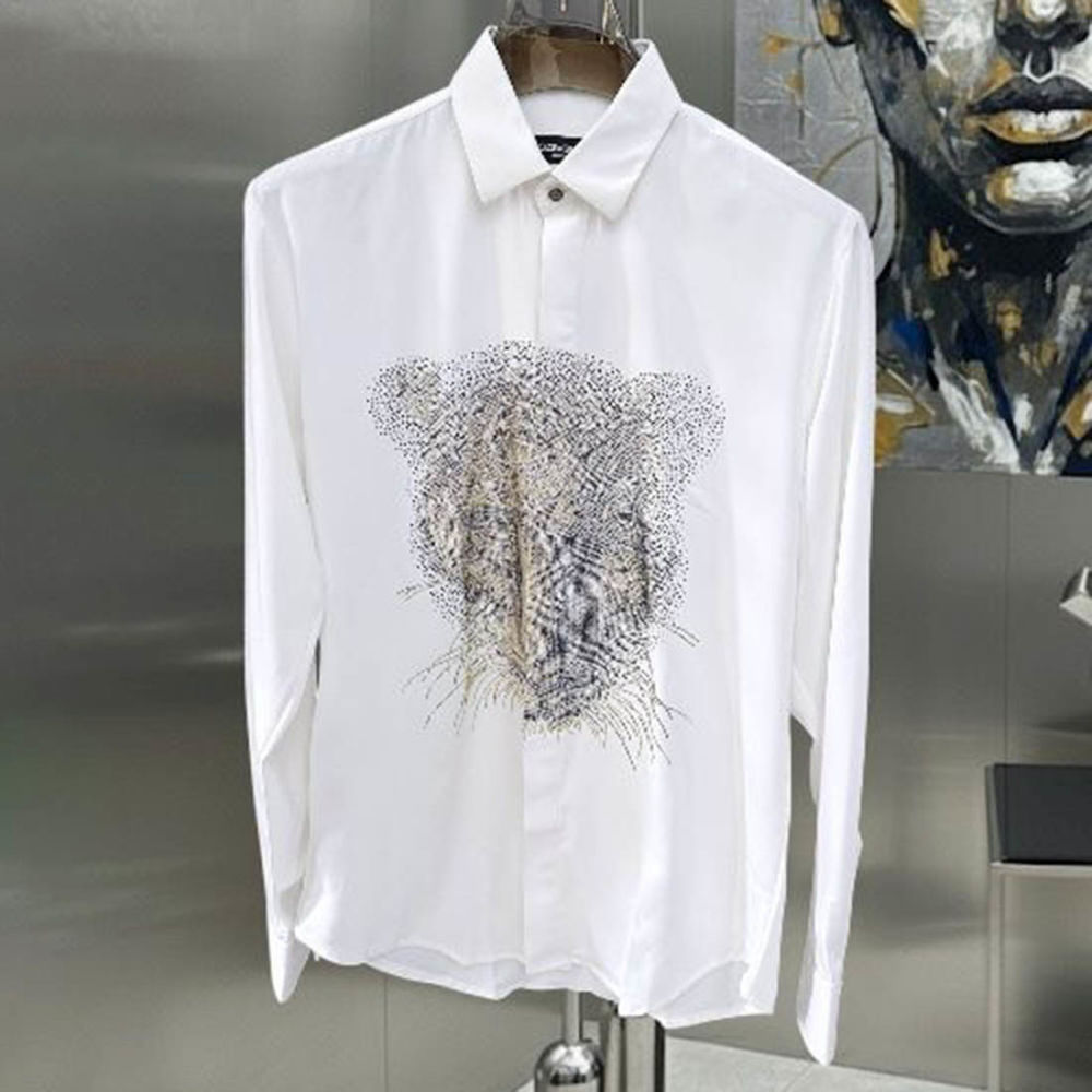 Gucci Leopard Print White Premium Quality Cotton Shirt-1