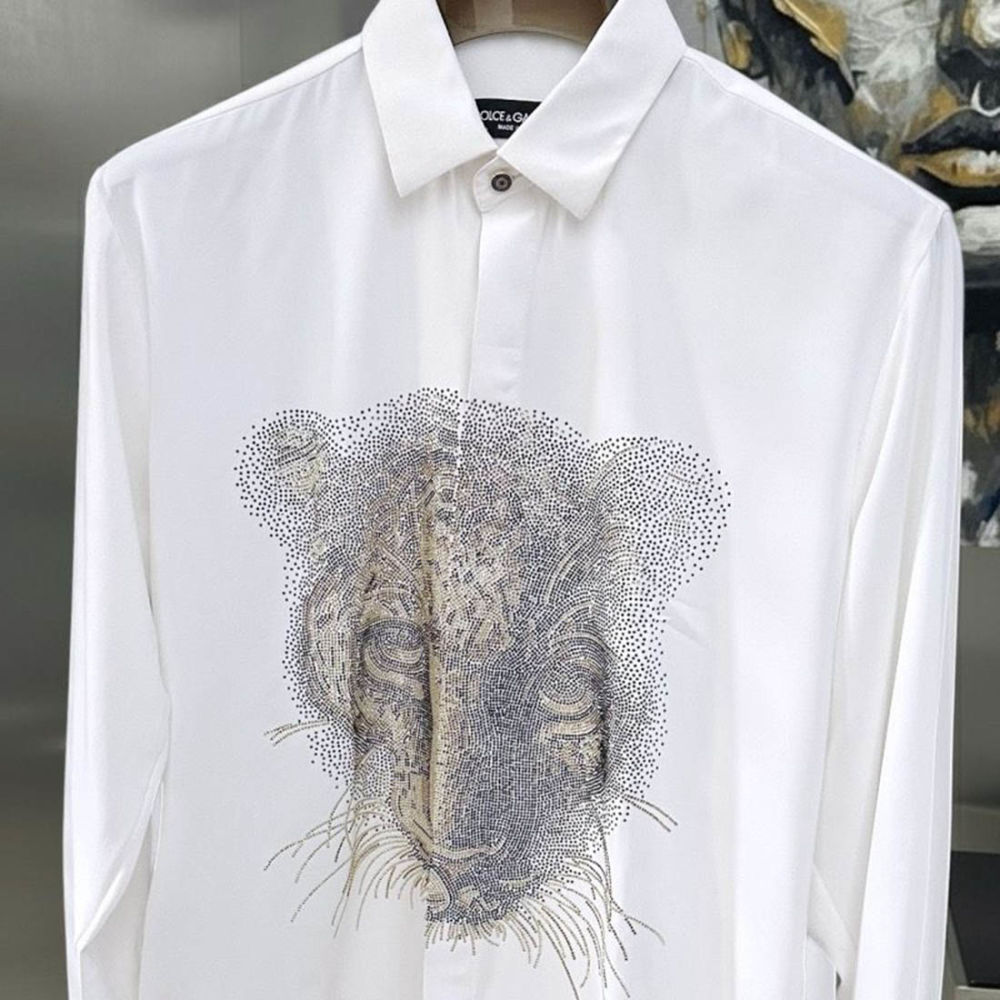 Gucci Leopard Print White Premium Quality Cotton Shirt-2