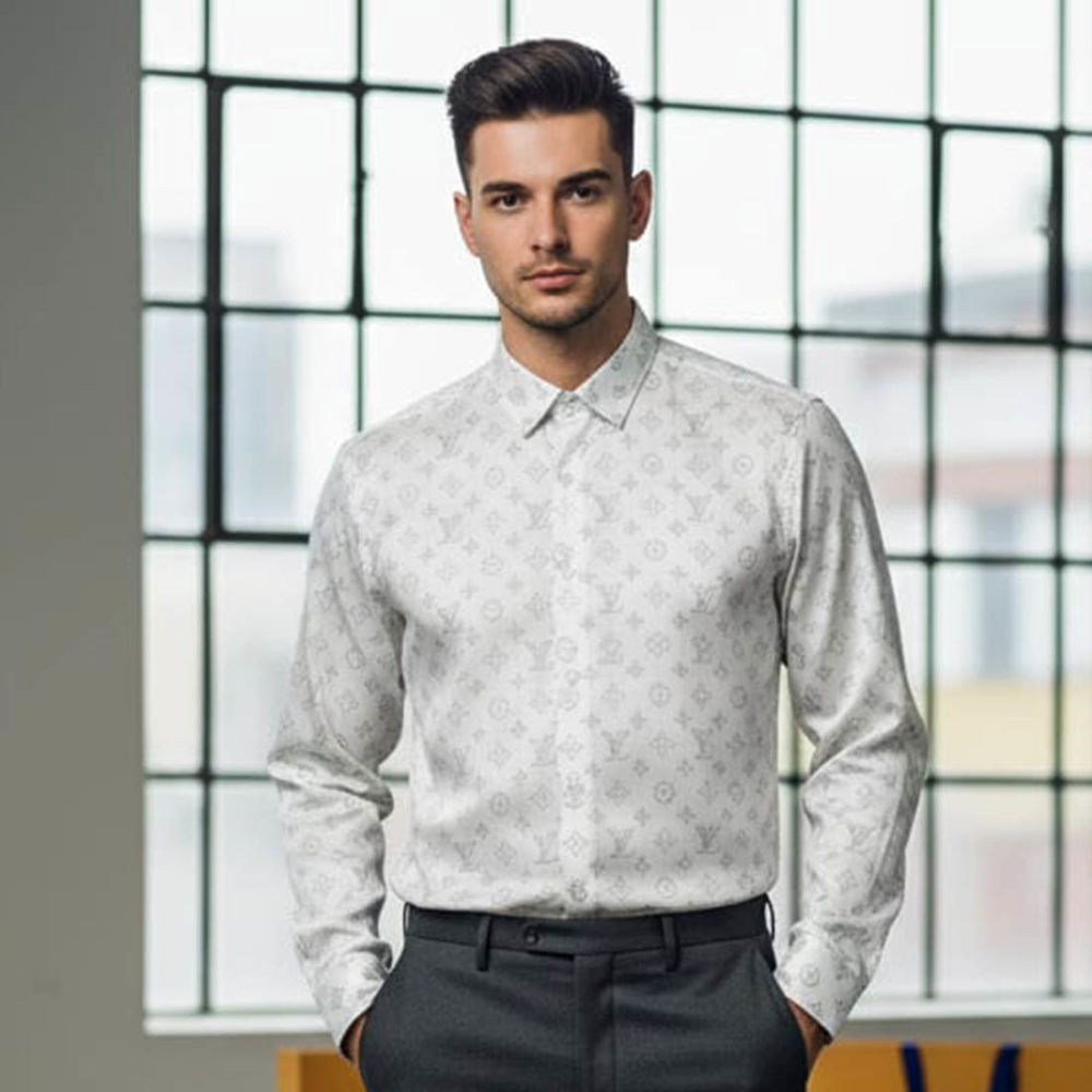 Louis Vuitton Monogram White Premium Cotton Shirt-thumb-0