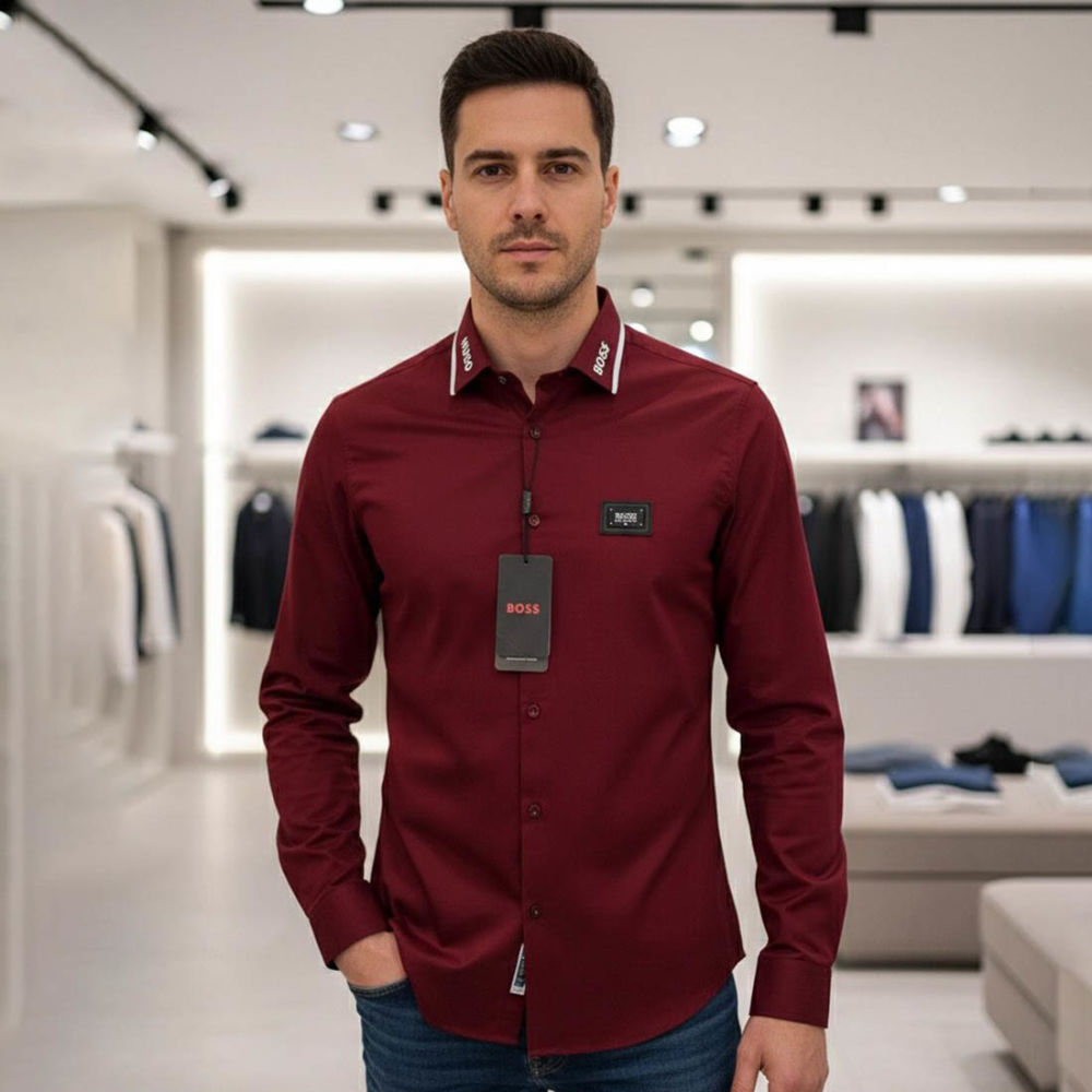 Hugo Boss Wine Premium Quality Shirt-thumb-0