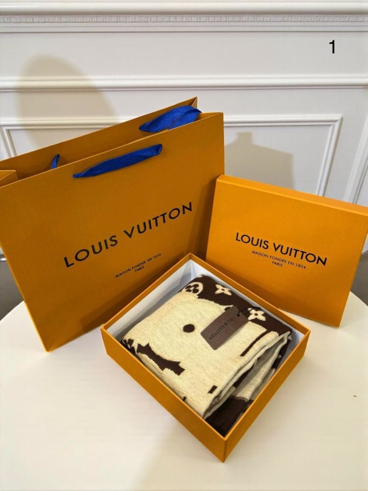 Louis Vuitton Dark Brown Cashmere Wool Blend Scarf-2