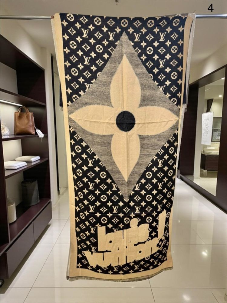 Louis Vuitton Brown Cashmere Wool Blend Scarf-1