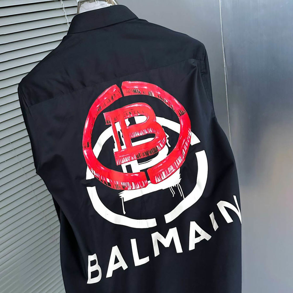 Balmain Embroidered Blue Premium Cotton Shirt-2