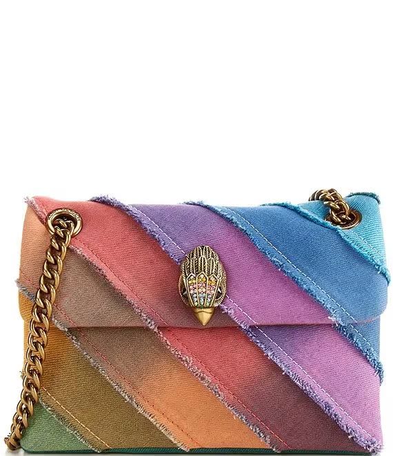 Kurt Geiger Kensington Rainbow Frayed Denim Shoulder Bag-thumb-0