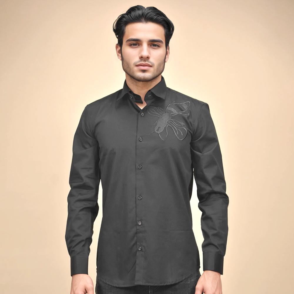 Gucci Bee Embroidered Black Premium Shirt-1