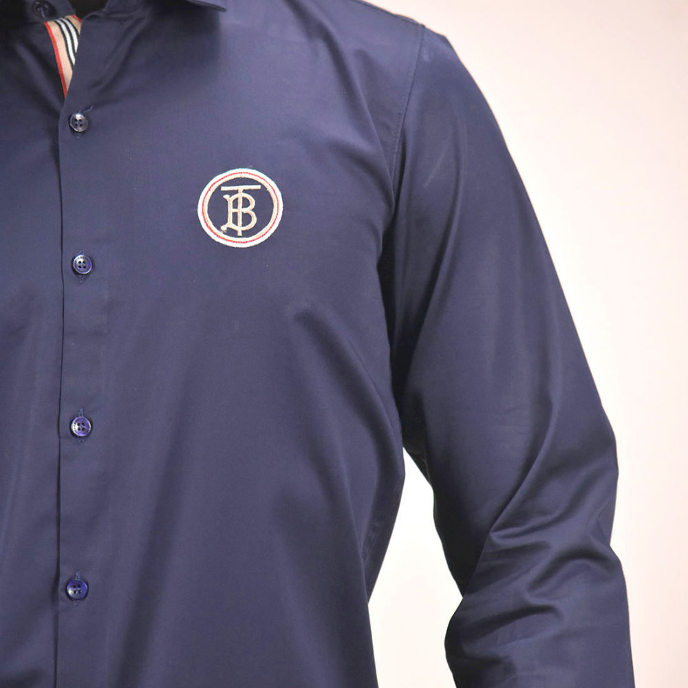 Burberry TB Embroidered logo Navy Blue Premium Shirt-4