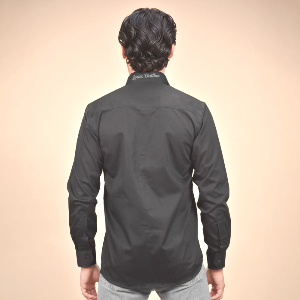 Louis Vuitton Embossed Logo Black Premium Shirt-4