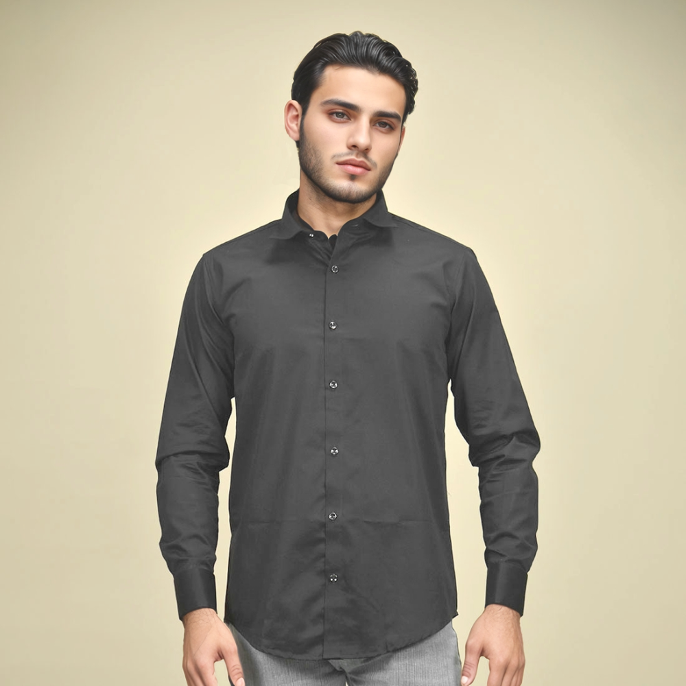 Armani Exchange Black Premium Plain Shirt-thumb-1
