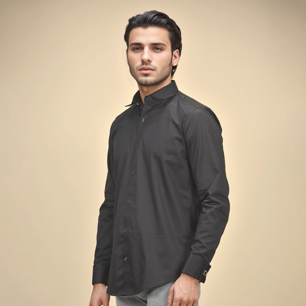 Armani Exchange Black Premium Plain Shirt-thumb-0