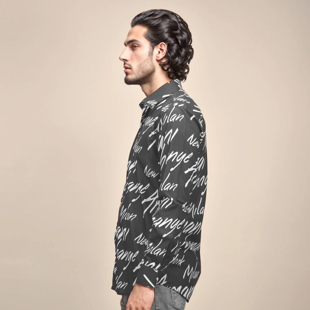 Armani Exchange Printed Black Premium Quality Shirt-2