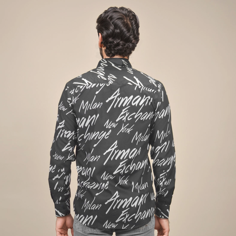 Armani Exchange Printed Black Premium Quality Shirt-3