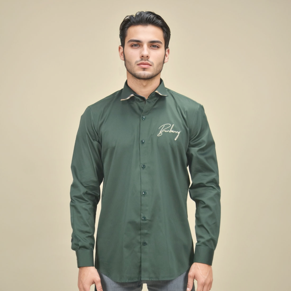 Burberry Embroidered Green Premium Shirt-1
