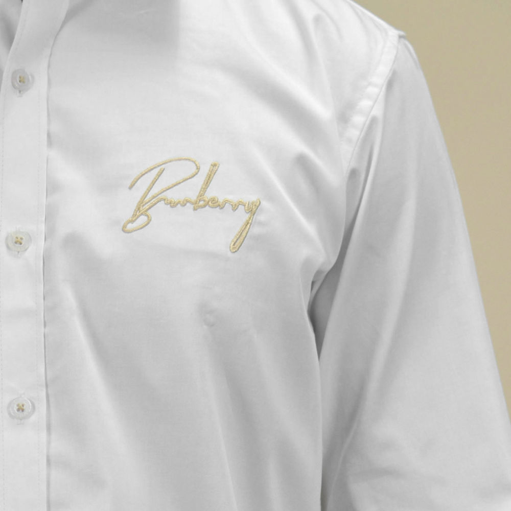 Burberry Embroidered White Premium Shirt-thumb-4