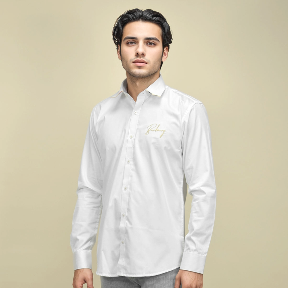 Burberry Embroidered White Premium Shirt-thumb-0