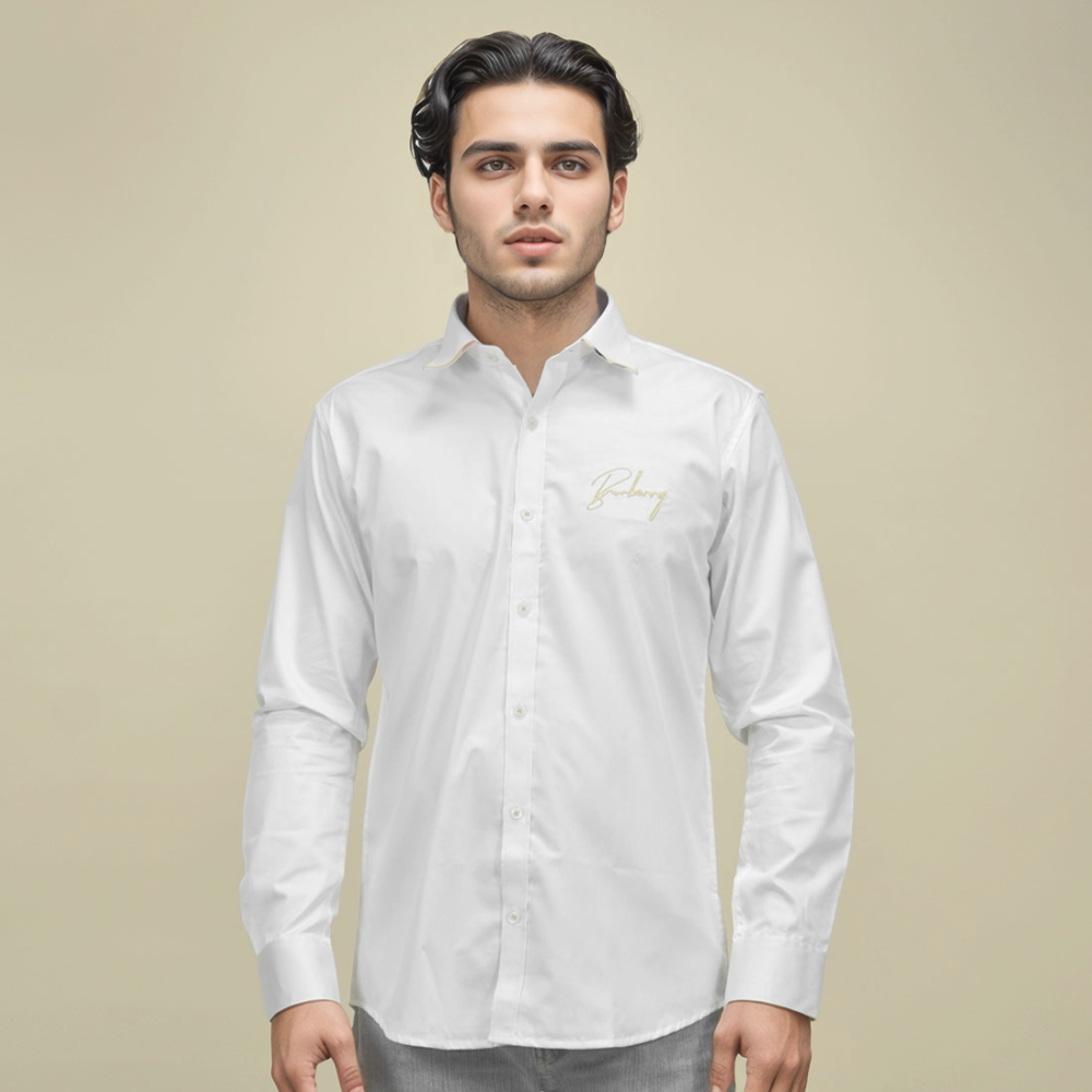 Burberry Embroidered White Premium Shirt-thumb-1
