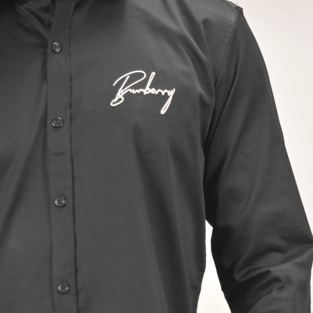 Burberry Embroidered Black Cotton Premium Shirt-4