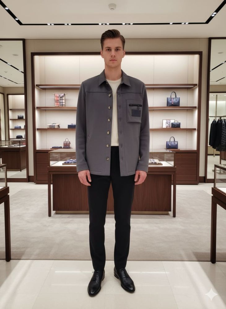 Burberry Dark Grey Premium Quality Warm Shirt-2