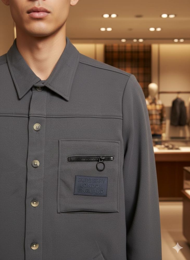 Burberry Dark Grey Premium Quality Warm Shirt-5