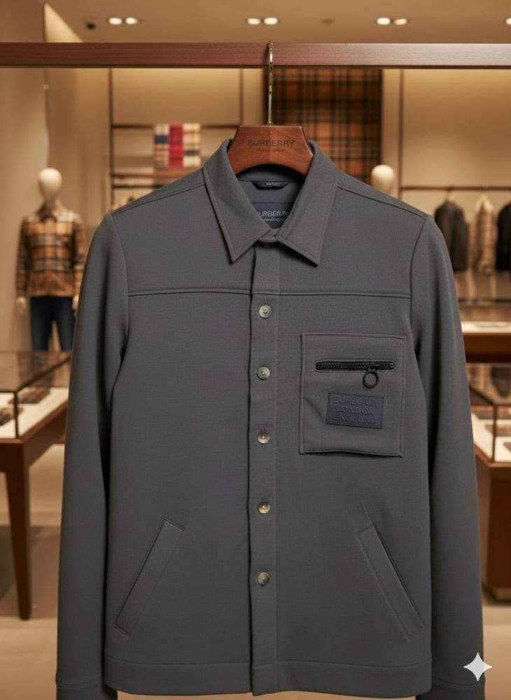 Burberry Dark Grey Premium Quality Warm Shirt-4