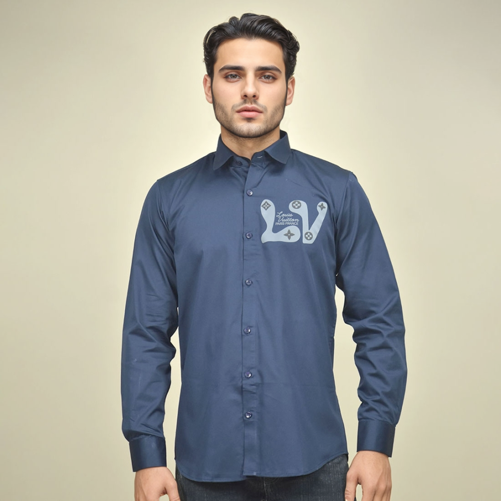Louis Vuitton Blue Premium Quality Shirt-1
