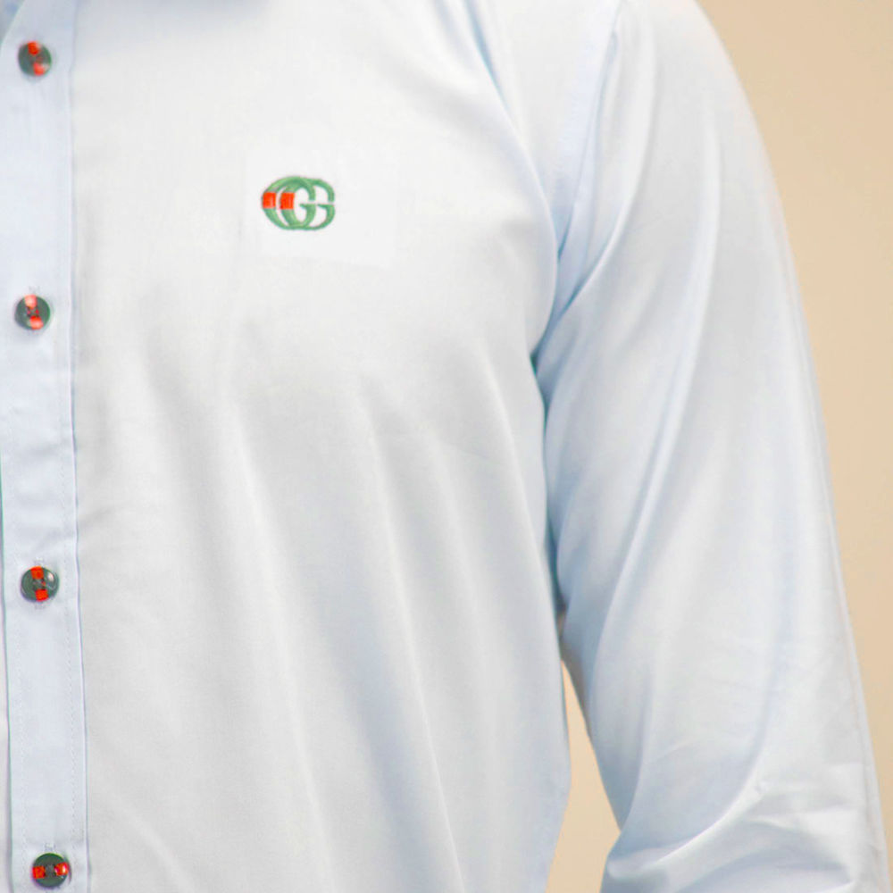 Gucci Embroidered logo Sky Blue Premium Luxury Shirt-4
