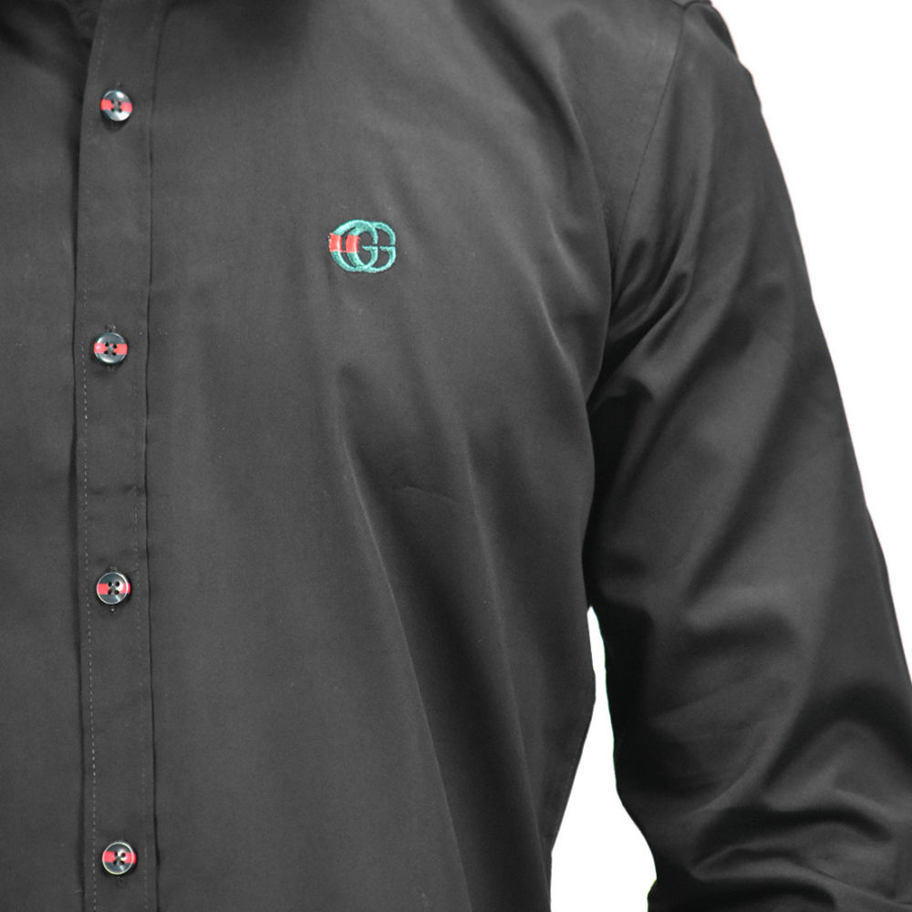 Gucci Embroidered logo Black Premium Luxury Shirt-thumb-4