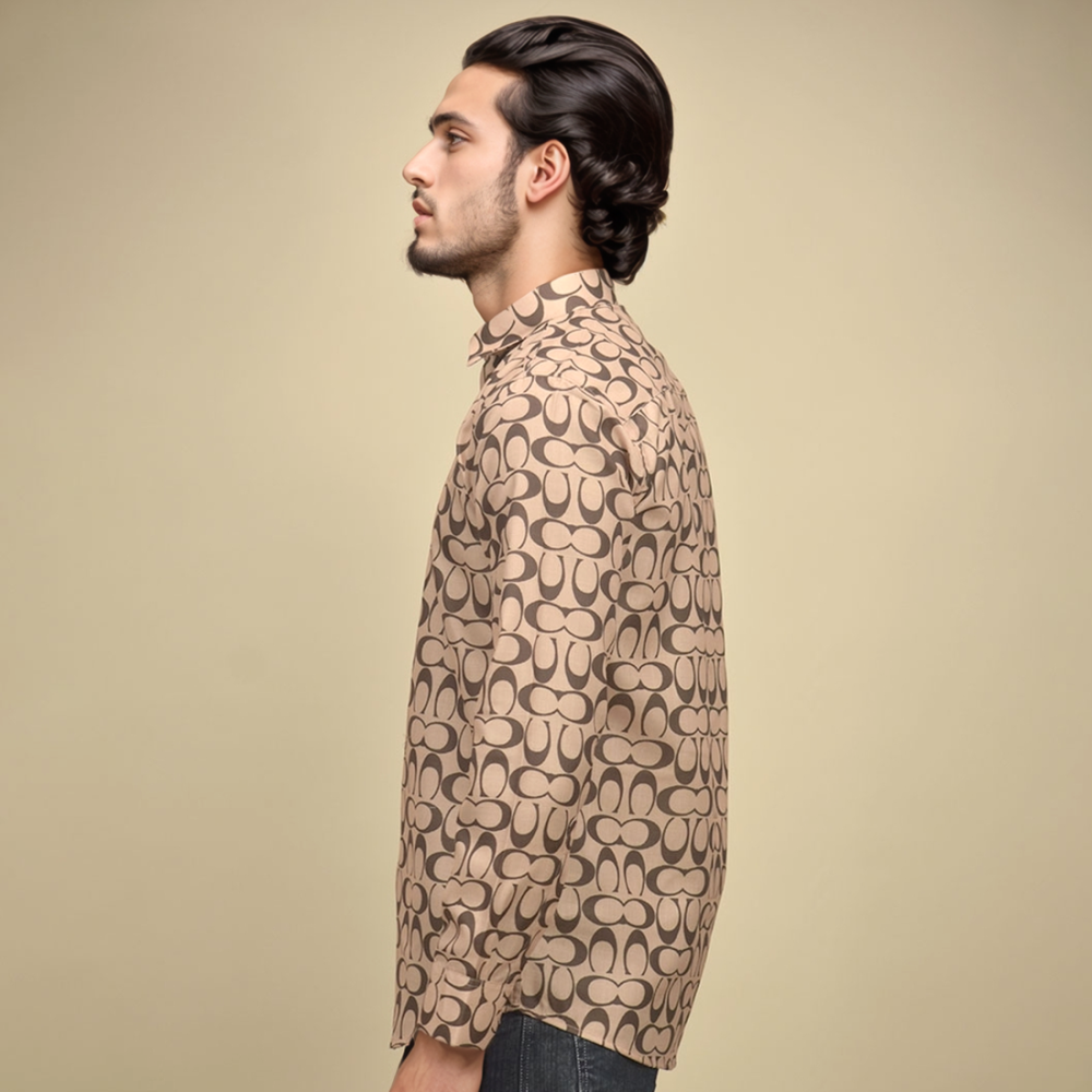 Coach Monogram Printed Brown Premium Quality Shirt-2