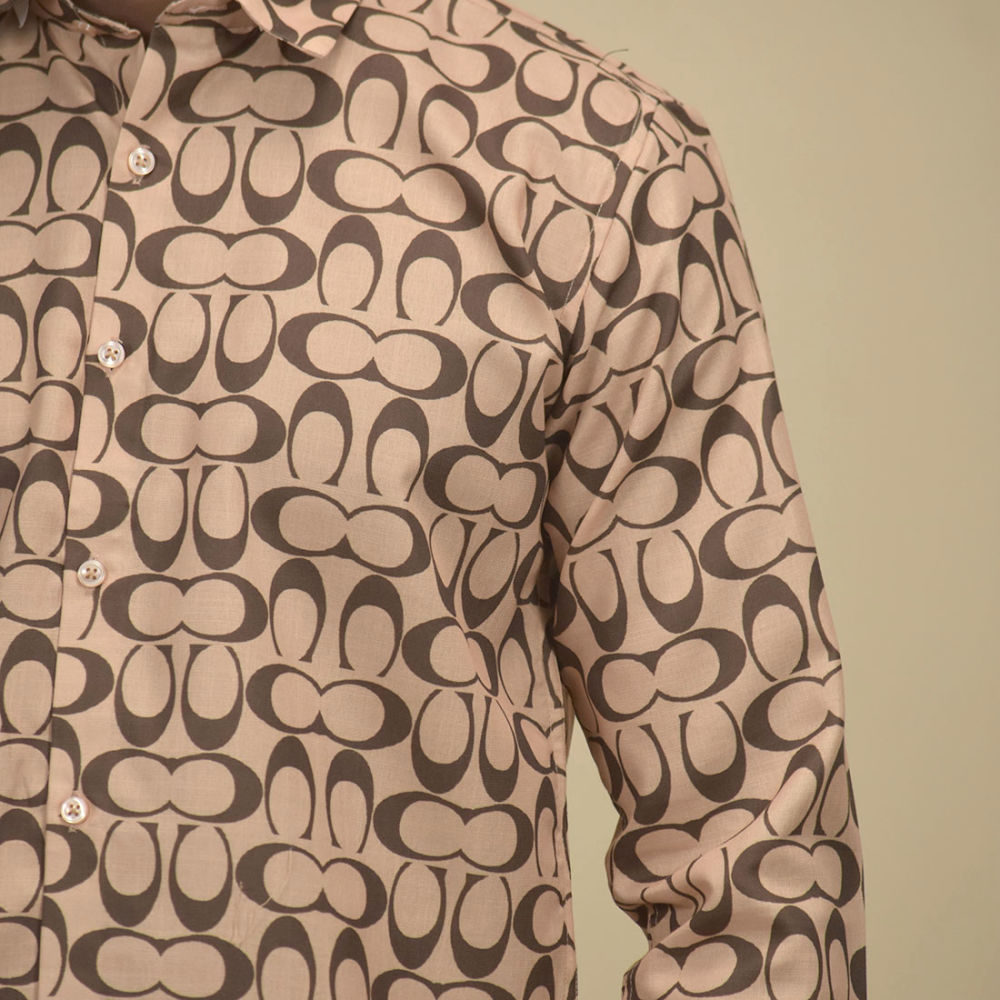 Coach Monogram Printed Brown Premium Quality Shirt-4