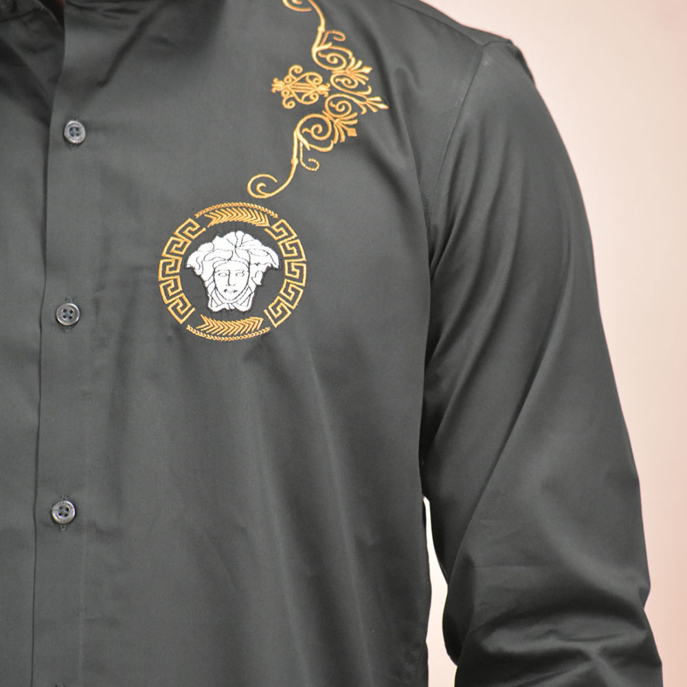 Versace Medusa Embroidered Black Premium Shirt-thumb-4