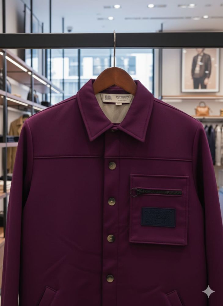 Burberry Purple Premium Quality Warm Shirt-thumb-3