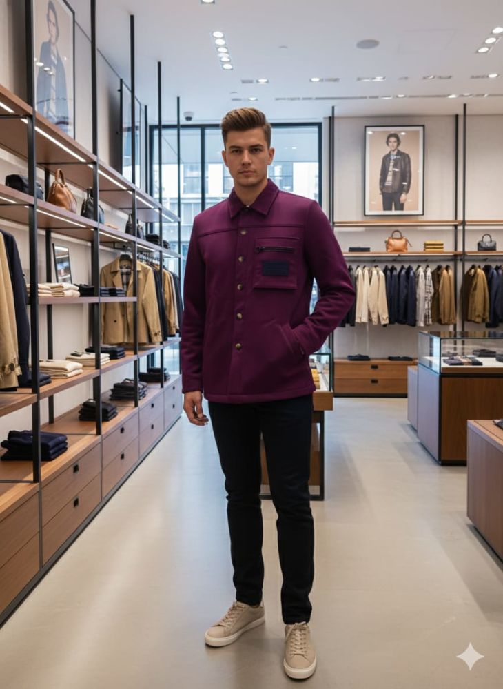 Burberry Purple Premium Quality Warm Shirt-thumb-1