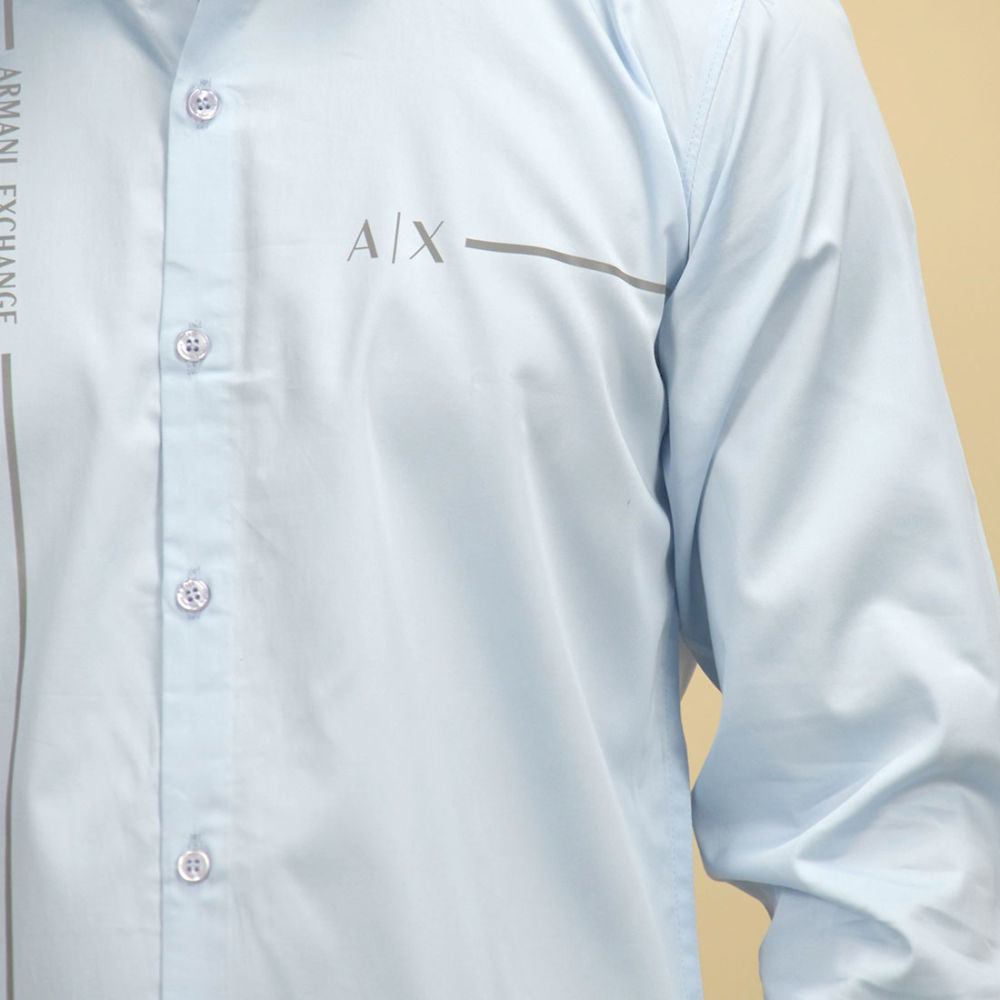 Armani Exchange Pipe logo Sky Blue Premium Shirt-4