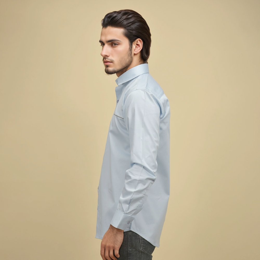 Armani Exchange Pipe logo Sky Blue Premium Shirt-2