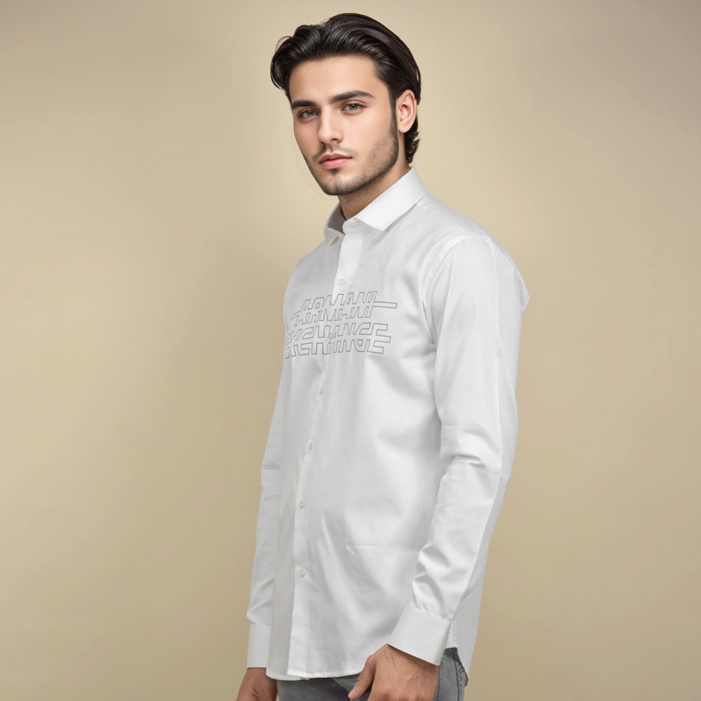 Armani Exchange Printed White Premium Shirt-thumb-0