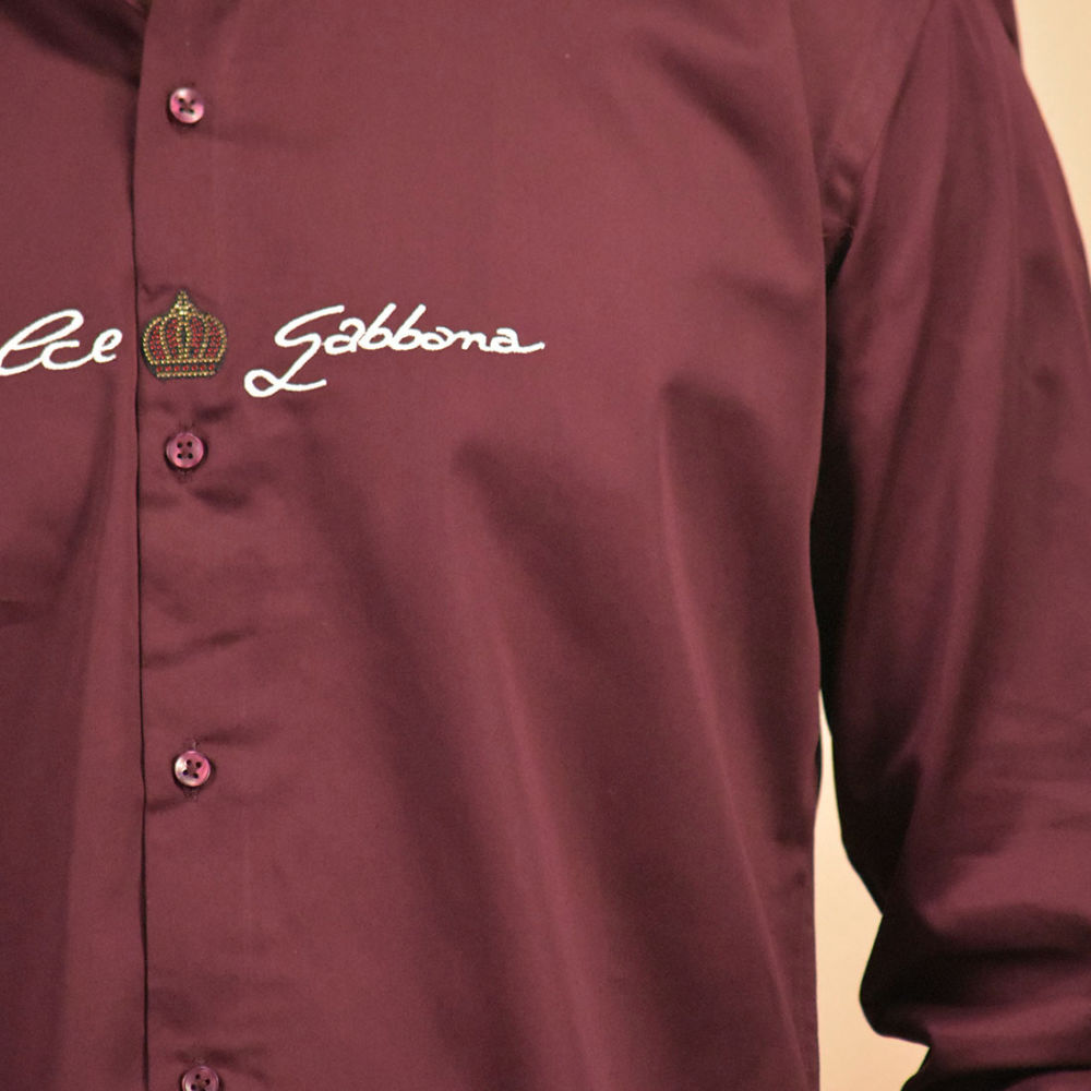 Dolce & Gabbana Wine Premium Cotton Shirt-4