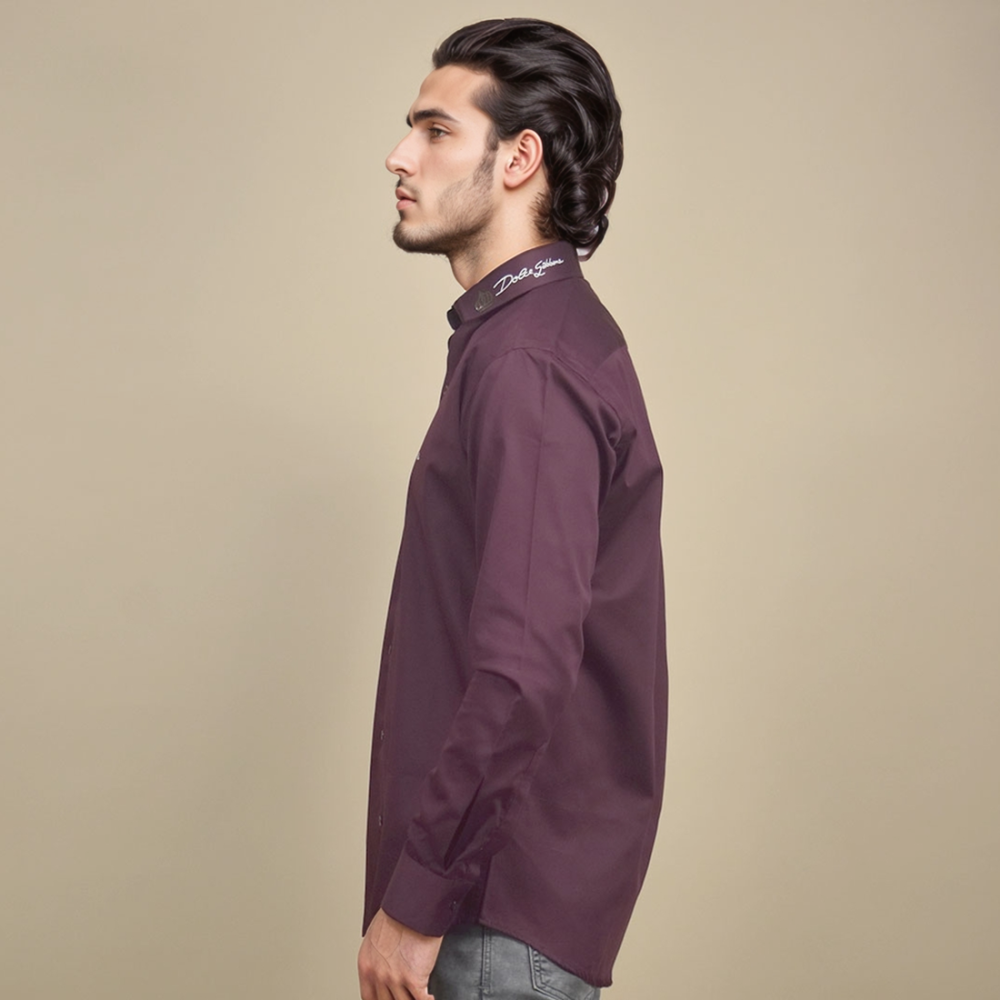 Dolce & Gabbana Wine Premium Cotton Shirt-2