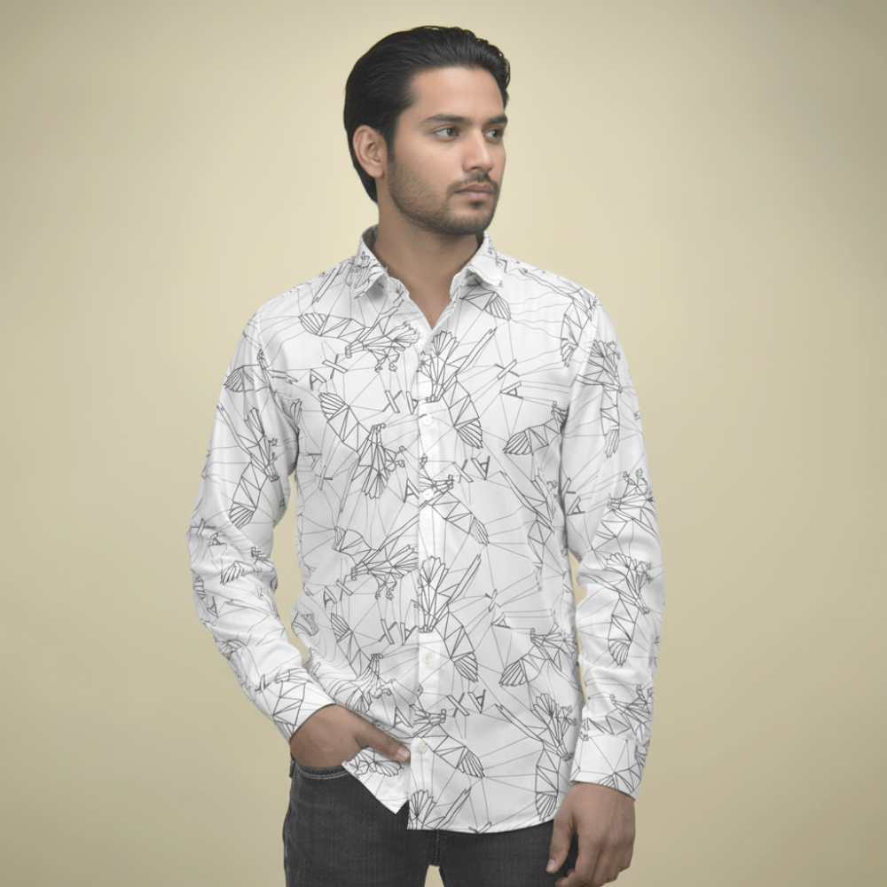Armani Exchange Eagle Print White Premium Shirt-thumb-1