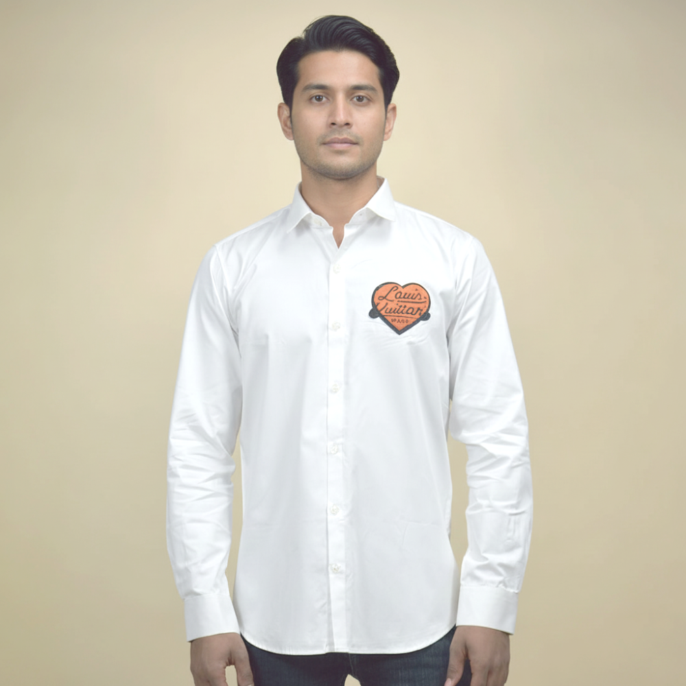 Louis Vuitton Heart Print White Premium Shirt-1