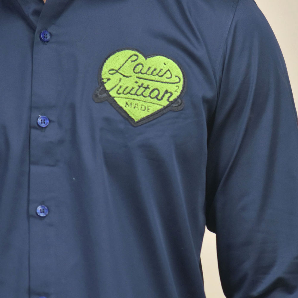 Louis Vuitton Heart Print Navy Blue Premium Shirt-4
