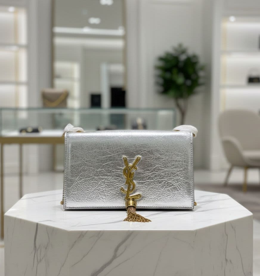 Saint Laurent Silver Kate Metallic Bag-1