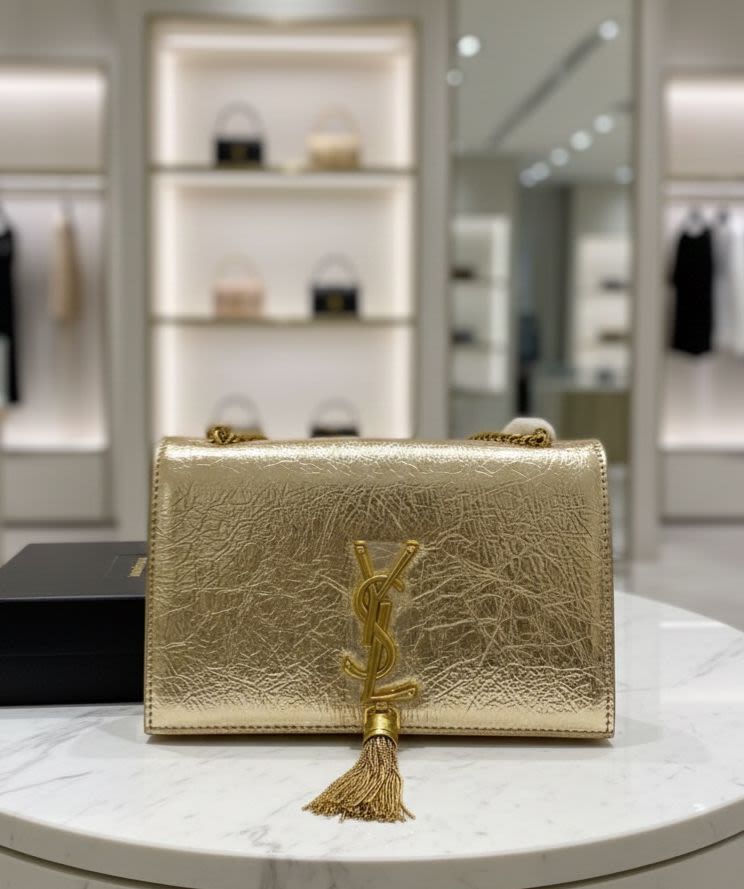 Saint Laurent Golden Kate Metallic Bag-thumb-1