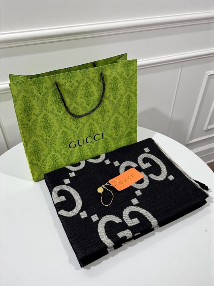 Gucci GG Monogram Warm Black Woolen Stole-1