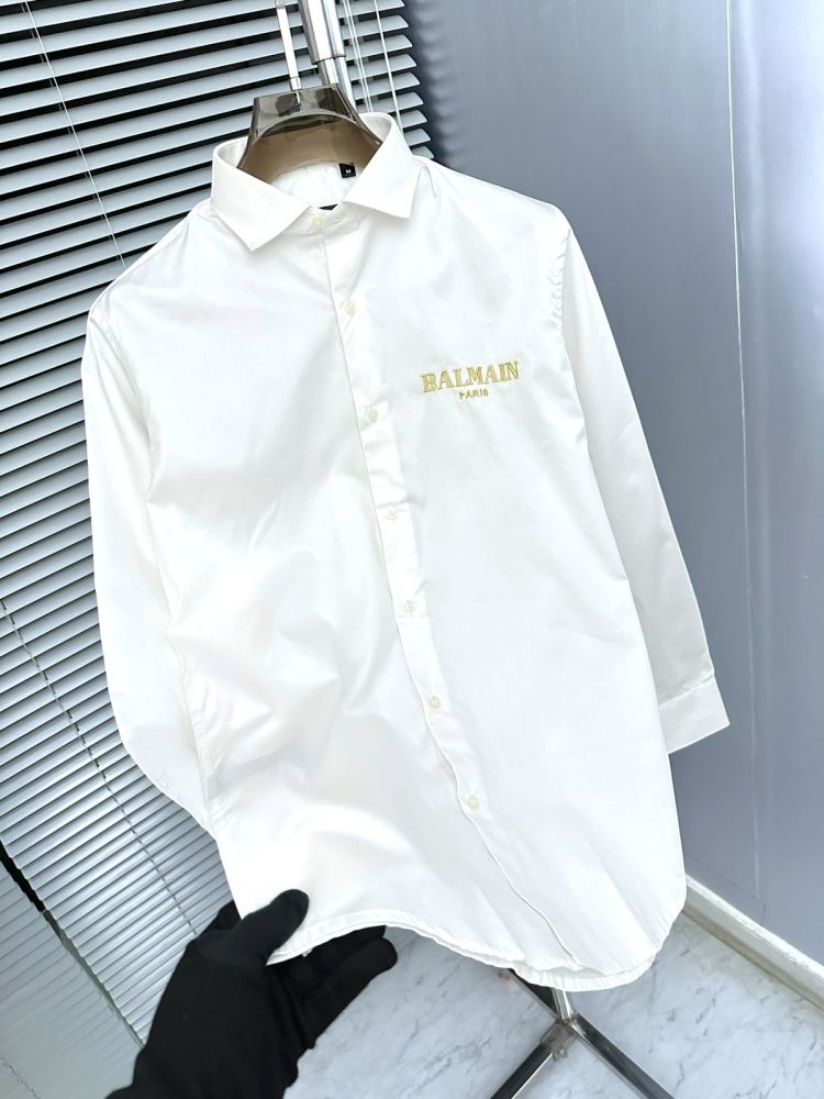 Balmain Embroidered White Premium Cotton Shirt-1