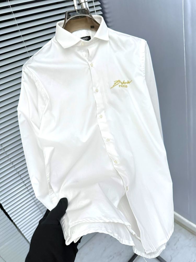 Balmain Embroidered White Premium Cotton Shirt-4
