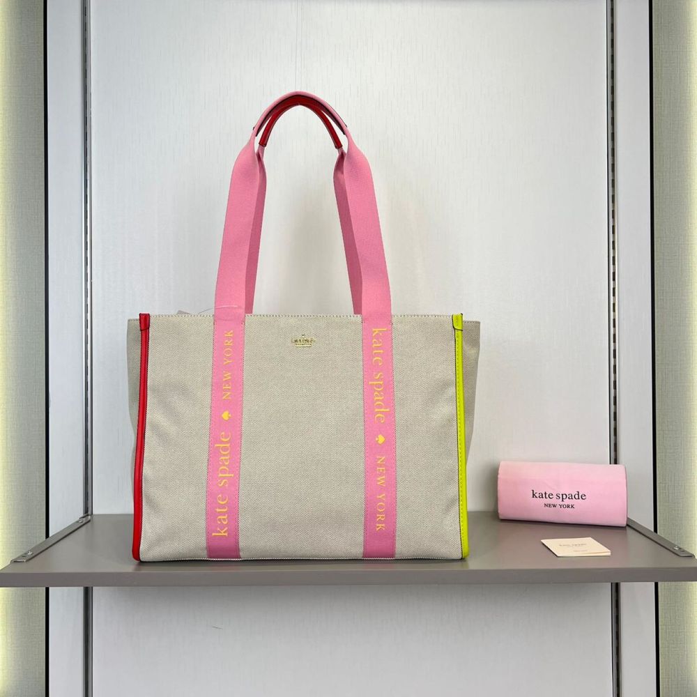 Kate Spade Beige Kip Nylon/Canvas Tote Bag-thumb-0