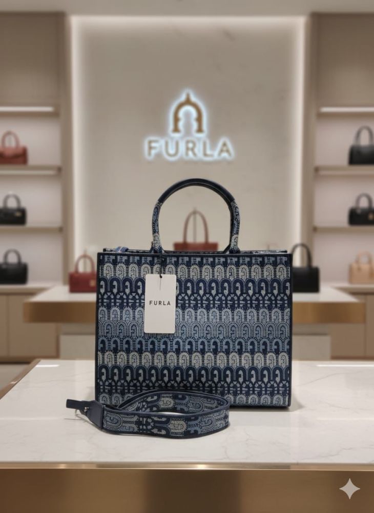 Furla Atena Blue High Quality Tote Bags-2