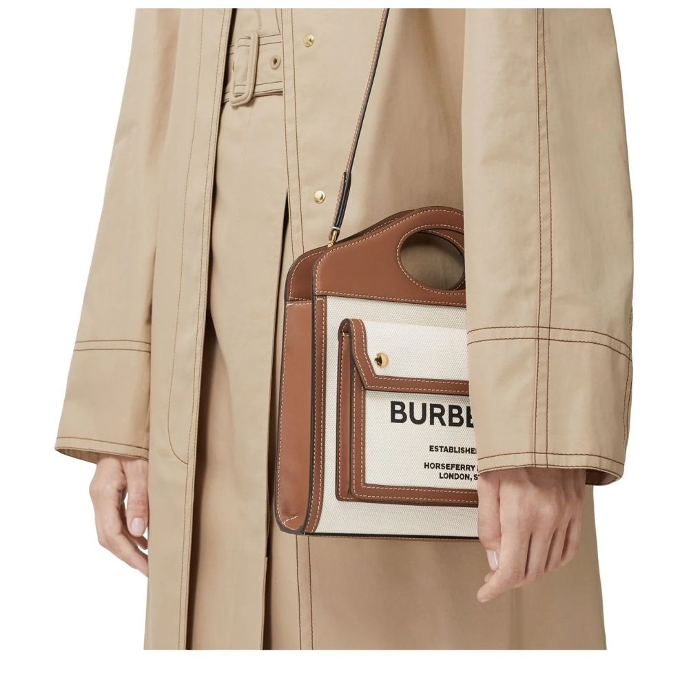 Burberry Horseferry White Pocket Small Tote Bag-2